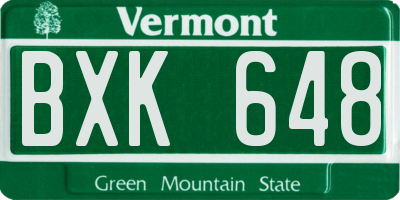 VT license plate BXK648