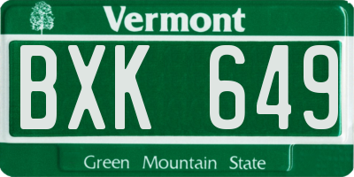 VT license plate BXK649