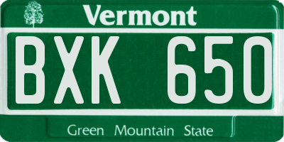 VT license plate BXK650