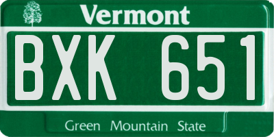 VT license plate BXK651
