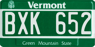 VT license plate BXK652