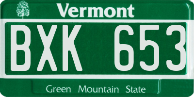 VT license plate BXK653