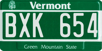 VT license plate BXK654