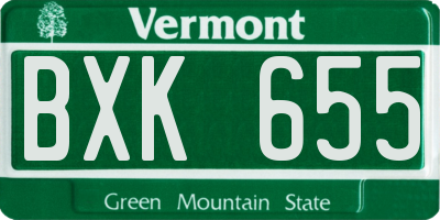 VT license plate BXK655