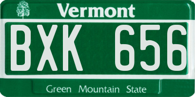 VT license plate BXK656