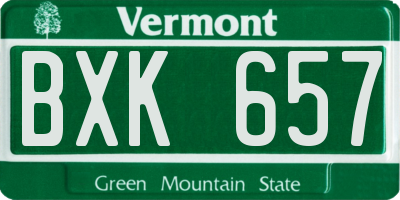 VT license plate BXK657