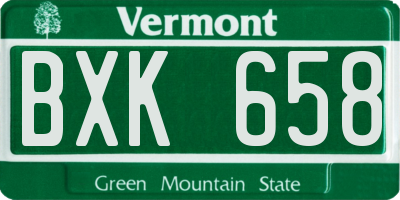 VT license plate BXK658
