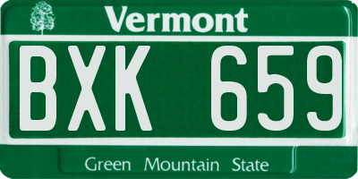 VT license plate BXK659