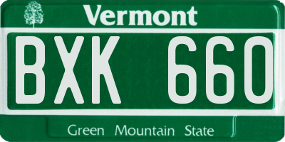 VT license plate BXK660