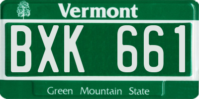 VT license plate BXK661
