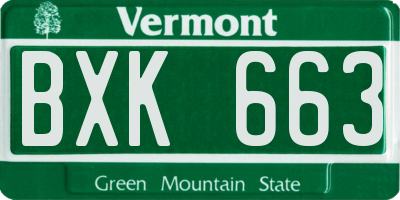 VT license plate BXK663