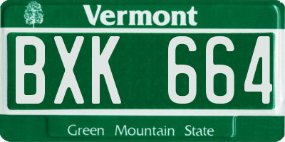 VT license plate BXK664