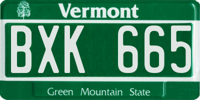 VT license plate BXK665