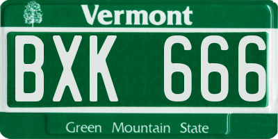 VT license plate BXK666
