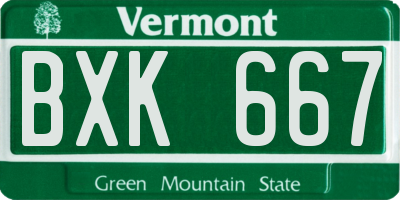 VT license plate BXK667
