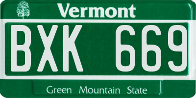 VT license plate BXK669