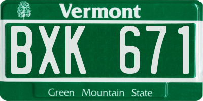 VT license plate BXK671