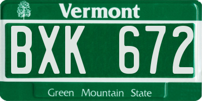 VT license plate BXK672