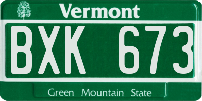 VT license plate BXK673