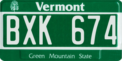 VT license plate BXK674