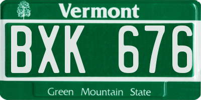 VT license plate BXK676