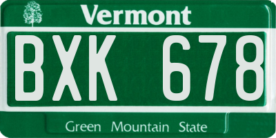 VT license plate BXK678