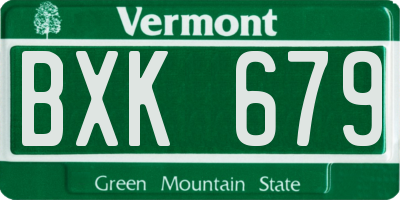 VT license plate BXK679