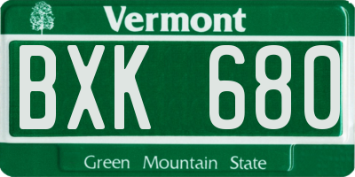 VT license plate BXK680
