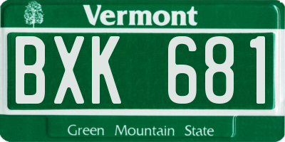 VT license plate BXK681