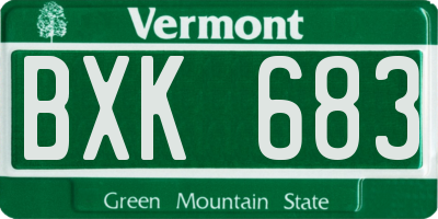 VT license plate BXK683