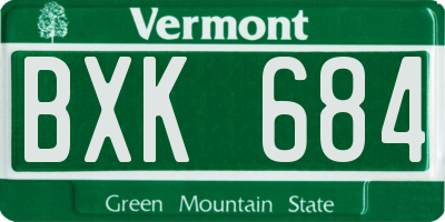 VT license plate BXK684