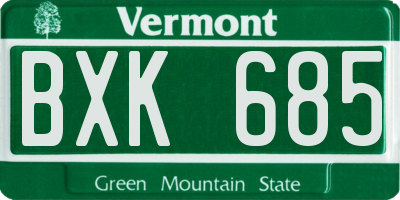 VT license plate BXK685