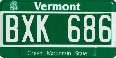 VT license plate BXK686