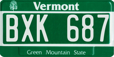 VT license plate BXK687