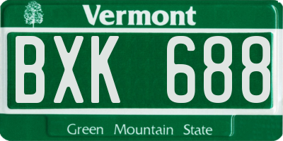 VT license plate BXK688