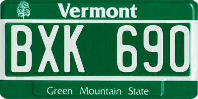 VT license plate BXK690