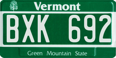 VT license plate BXK692