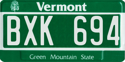 VT license plate BXK694