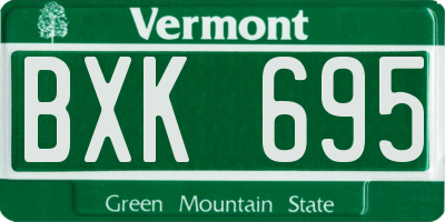 VT license plate BXK695