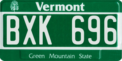 VT license plate BXK696