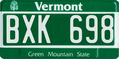 VT license plate BXK698