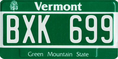 VT license plate BXK699