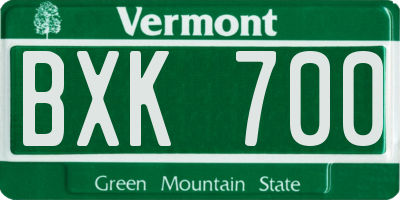 VT license plate BXK700