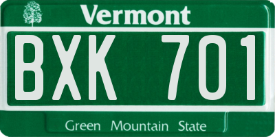 VT license plate BXK701