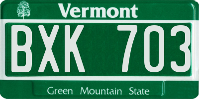 VT license plate BXK703