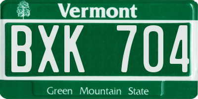 VT license plate BXK704