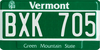 VT license plate BXK705