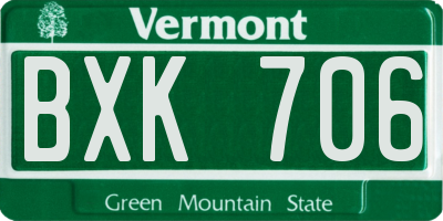 VT license plate BXK706