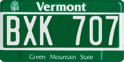 VT license plate BXK707