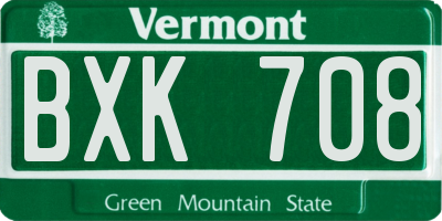 VT license plate BXK708